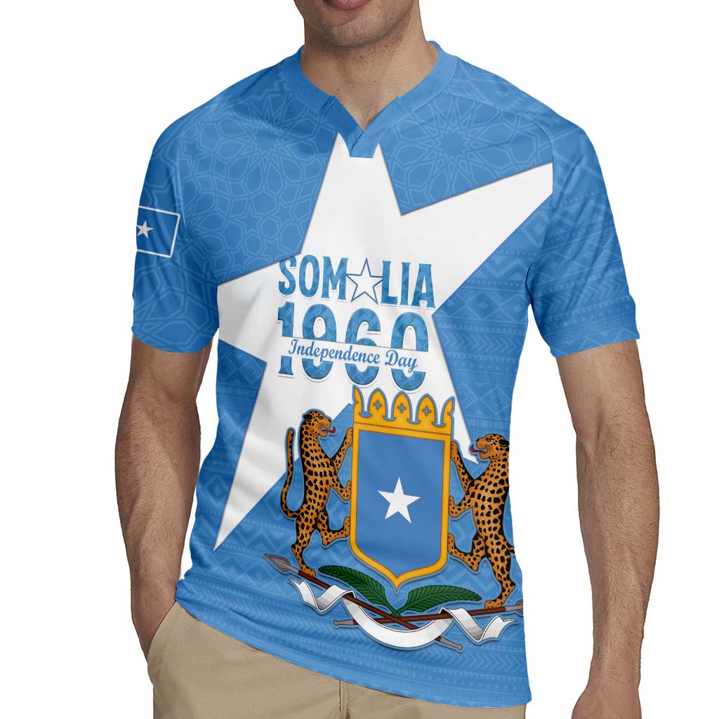 Personalized Somalia 1960 Independence Day Rugby Jersey Coat Of Arms Islamic Mix African Pattern