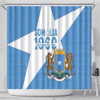 Personalized Somalia 1960 Independence Day Shower Curtain Coat Of Arms Islamic Mix African Pattern