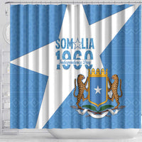 Personalized Somalia 1960 Independence Day Shower Curtain Coat Of Arms Islamic Mix African Pattern