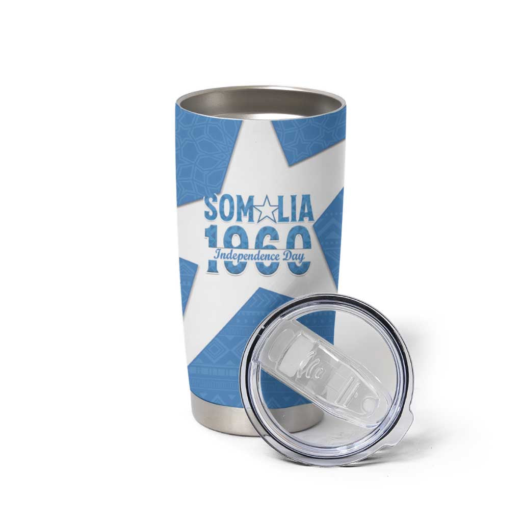 Personalized Somalia 1960 Independence Day Tumbler Cup Coat Of Arms Islamic Mix African Pattern