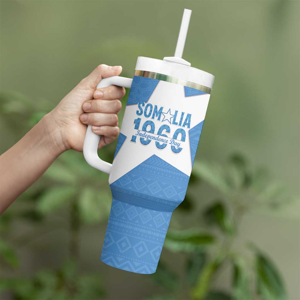 Personalized Somalia 1960 Independence Day Tumbler With Handle Coat Of Arms Islamic Mix African Pattern