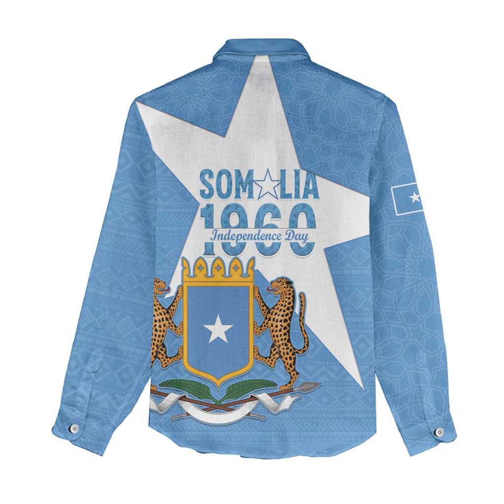 Personalized Somalia 1960 Independence Day Women Casual Shirt Coat Of Arms Islamic Mix African Pattern