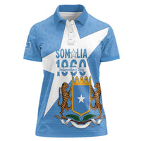 Personalized Somalia 1960 Independence Day Women Polo Shirt Coat Of Arms Islamic Mix African Pattern