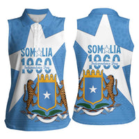 Personalized Somalia 1960 Independence Day Women Sleeveless Polo Shirt Coat Of Arms Islamic Mix African Pattern
