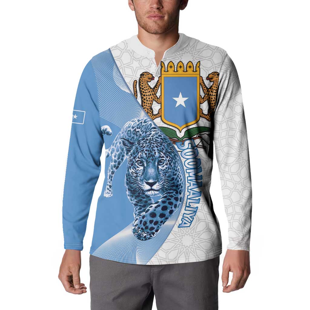 Somali Leopard Button Sweatshirt Coat Of Arms Islamic Pattern