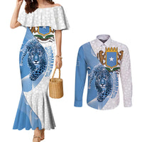 Somali Leopard Couples Matching Mermaid Dress and Long Sleeve Button Shirt Coat Of Arms Islamic Pattern