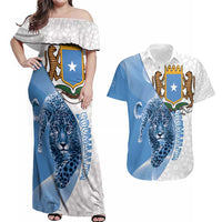 Somali Leopard Couples Matching Off Shoulder Maxi Dress and Hawaiian Shirt Coat Of Arms Islamic Pattern