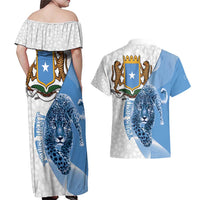 Somali Leopard Couples Matching Off Shoulder Maxi Dress and Hawaiian Shirt Coat Of Arms Islamic Pattern