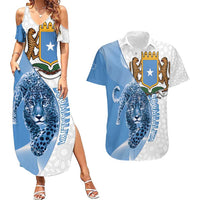 Somali Leopard Couples Matching Summer Maxi Dress and Hawaiian Shirt Coat Of Arms Islamic Pattern