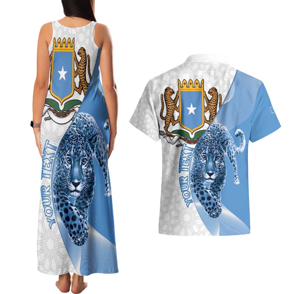 Somali Leopard Couples Matching Tank Maxi Dress and Hawaiian Shirt Coat Of Arms Islamic Pattern