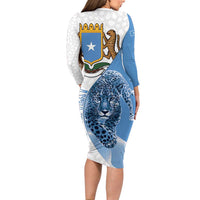 Somali Leopard Family Matching Long Sleeve Bodycon Dress and Hawaiian Shirt Coat Of Arms Islamic Pattern