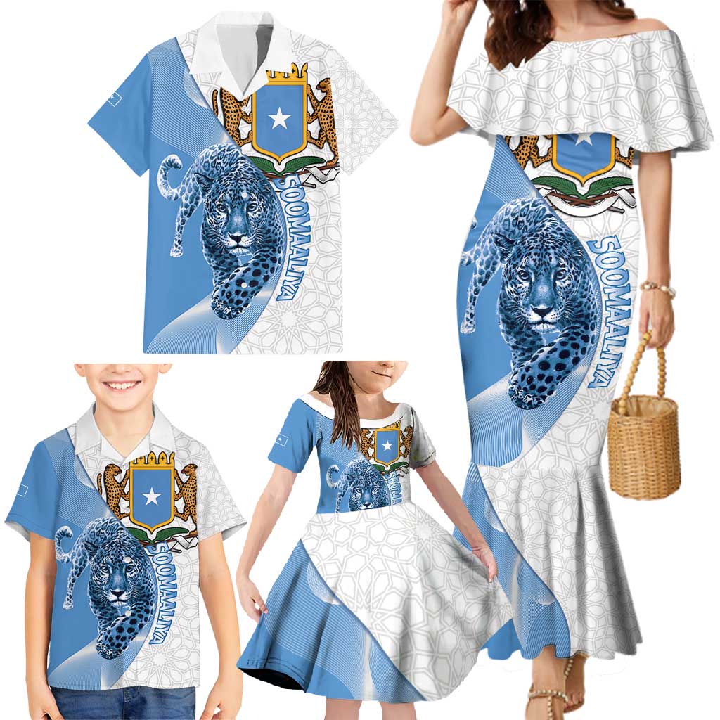 Somali Leopard Family Matching Mermaid Dress and Hawaiian Shirt Coat Of Arms Islamic Pattern