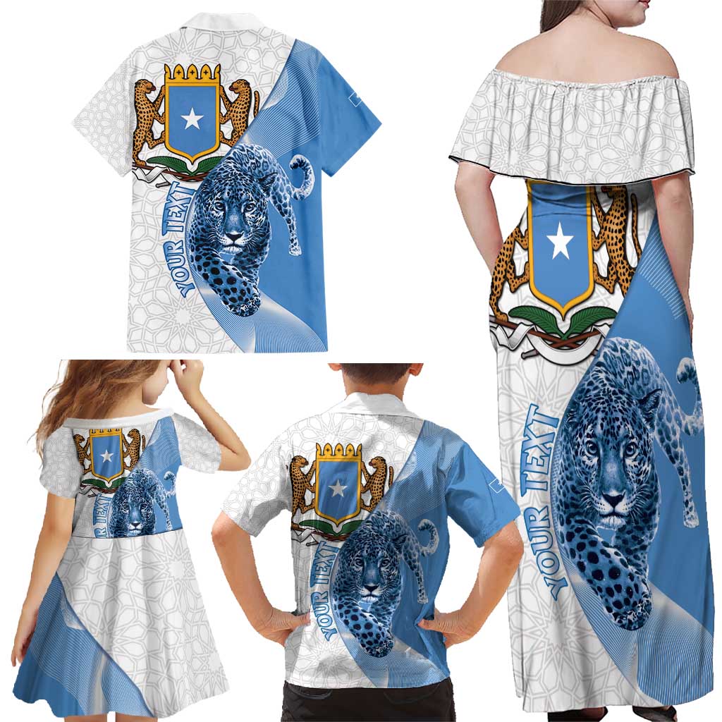 Somali Leopard Family Matching Off Shoulder Maxi Dress and Hawaiian Shirt Coat Of Arms Islamic Pattern