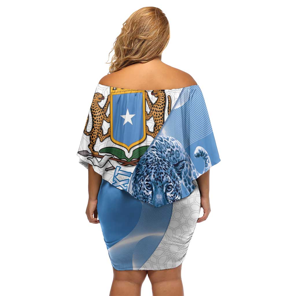 Somali Leopard Family Matching Off Shoulder Short Dress and Hawaiian Shirt Coat Of Arms Islamic Pattern