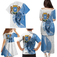 Somali Leopard Family Matching Puletasi and Hawaiian Shirt Coat Of Arms Islamic Pattern