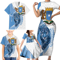 Somali Leopard Family Matching Short Sleeve Bodycon Dress and Hawaiian Shirt Coat Of Arms Islamic Pattern