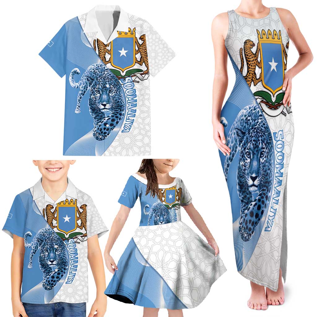 Somali Leopard Family Matching Tank Maxi Dress and Hawaiian Shirt Coat Of Arms Islamic Pattern