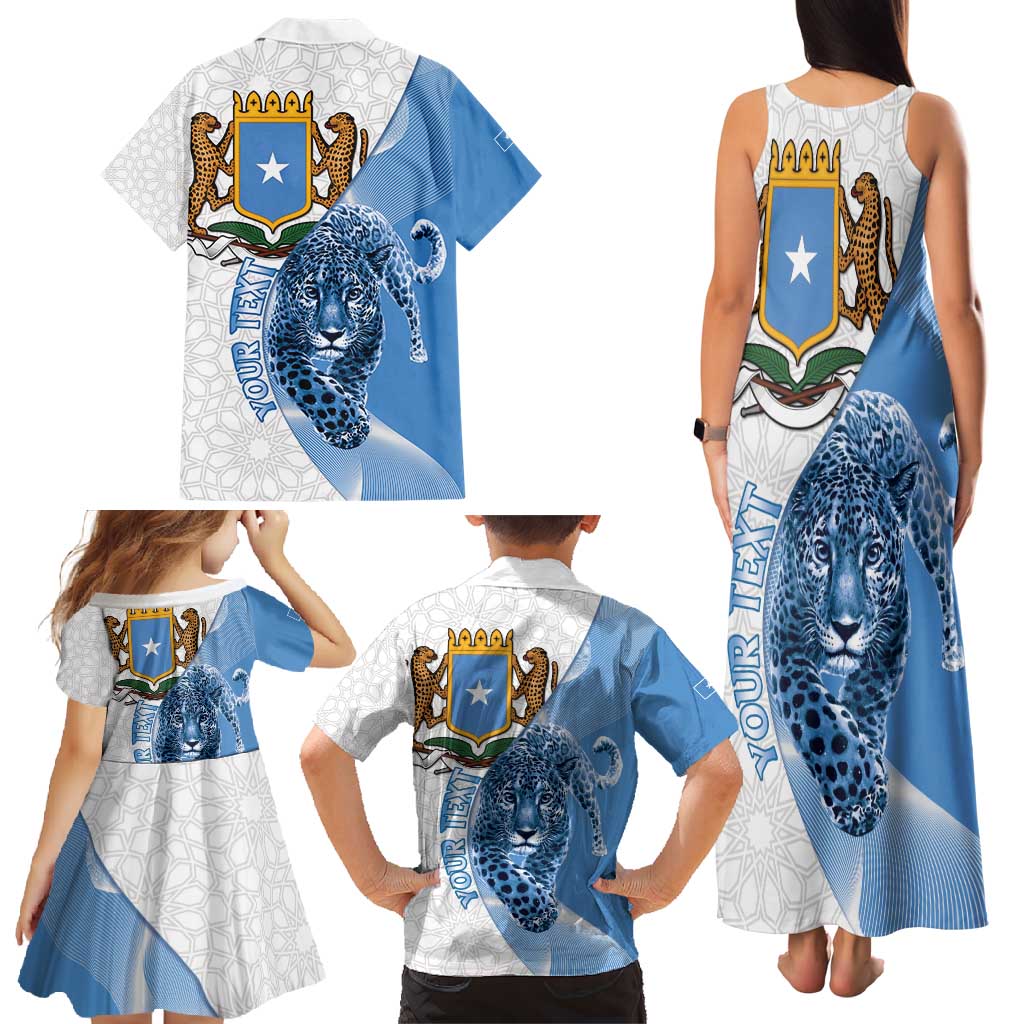 Somali Leopard Family Matching Tank Maxi Dress and Hawaiian Shirt Coat Of Arms Islamic Pattern