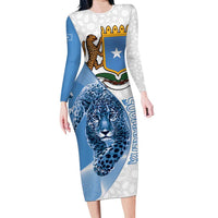 Somali Leopard Long Sleeve Bodycon Dress Coat Of Arms Islamic Pattern