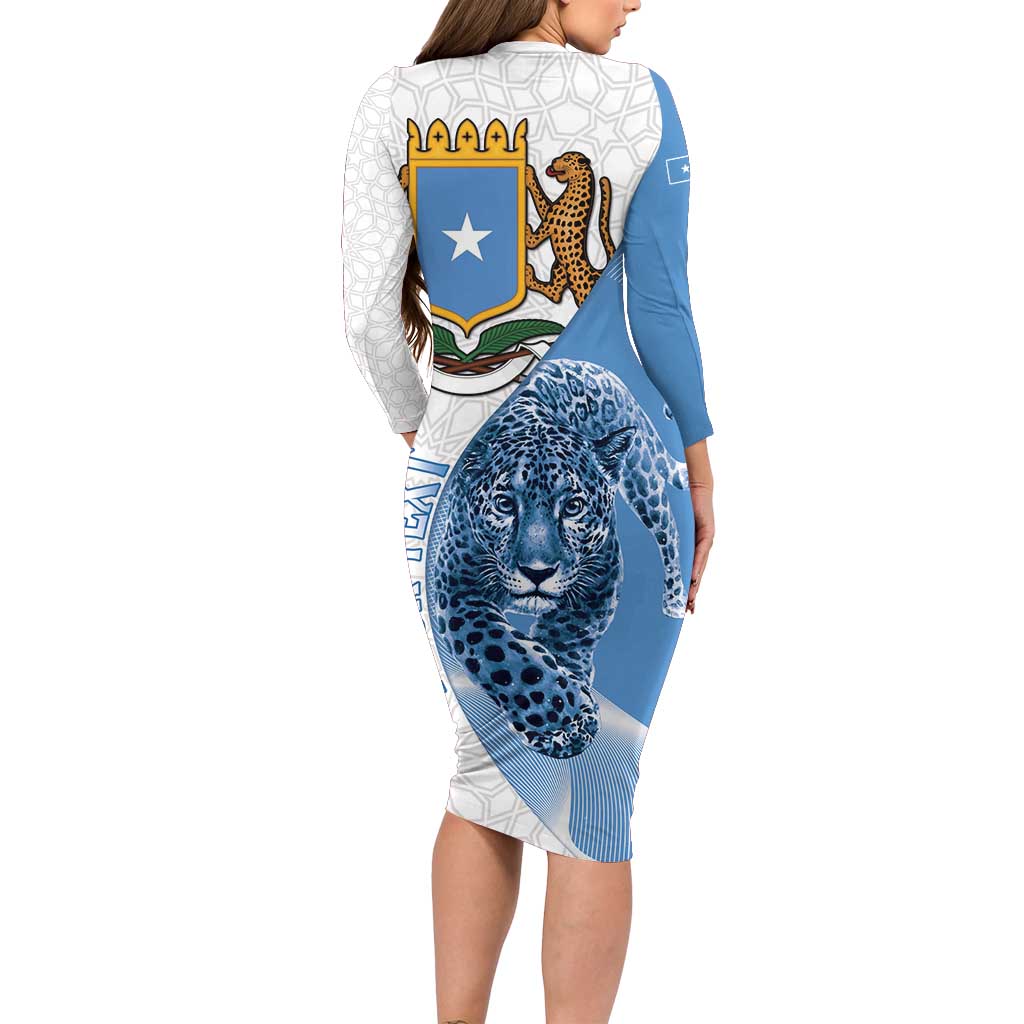 Somali Leopard Long Sleeve Bodycon Dress Coat Of Arms Islamic Pattern