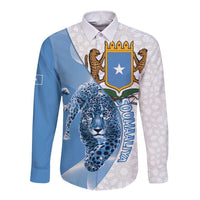 Somali Leopard Long Sleeve Button Shirt Coat Of Arms Islamic Pattern