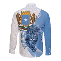 Somali Leopard Long Sleeve Button Shirt Coat Of Arms Islamic Pattern