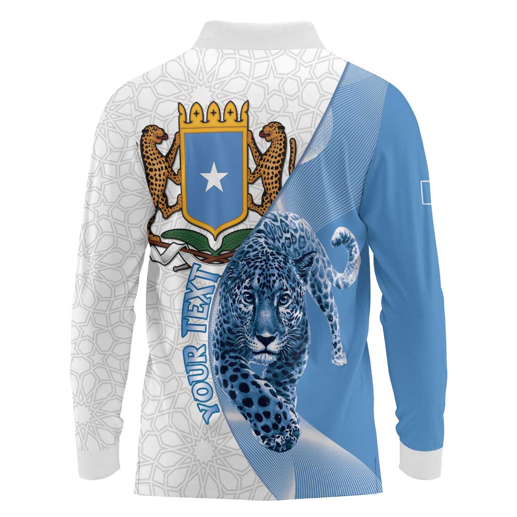 Somali Leopard Long Sleeve Polo Shirt Coat Of Arms Islamic Pattern