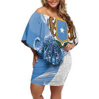 Somali Leopard Off Shoulder Short Dress Coat Of Arms Islamic Pattern