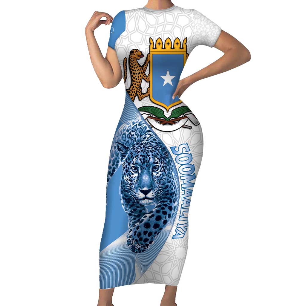 Somali Leopard Short Sleeve Bodycon Dress Coat Of Arms Islamic Pattern