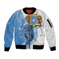 Somali Leopard Sleeve Zip Bomber Jacket Coat Of Arms Islamic Pattern