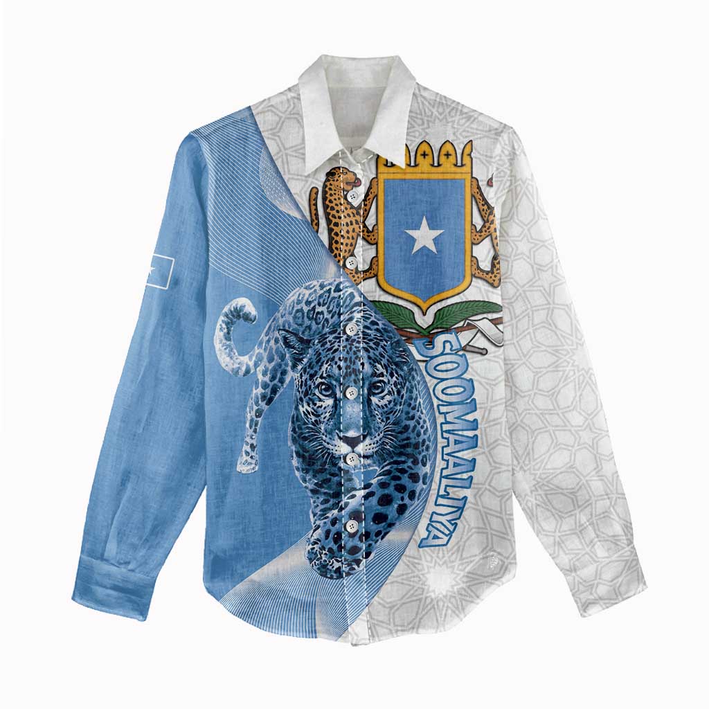 Somali Leopard Women Casual Shirt Coat Of Arms Islamic Pattern
