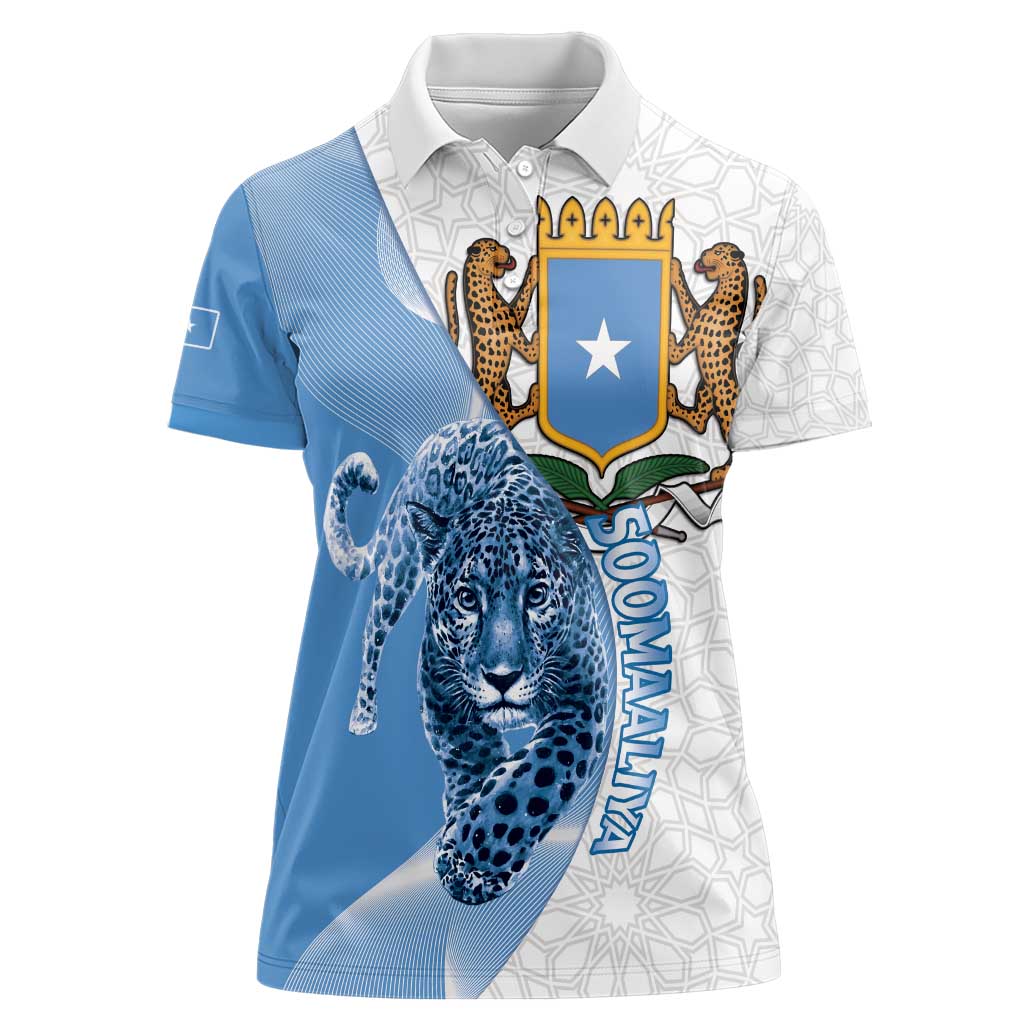 Somali Leopard Women Polo Shirt Coat Of Arms Islamic Pattern