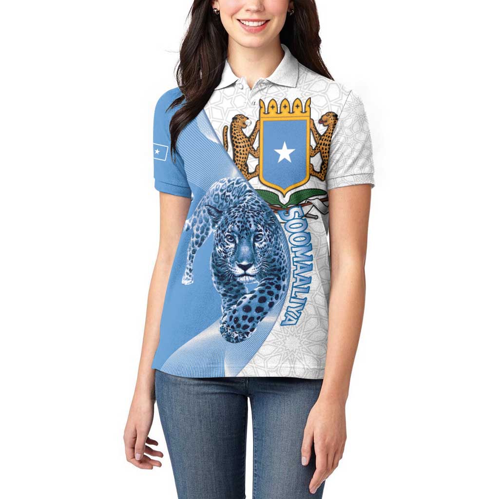Somali Leopard Women Polo Shirt Coat Of Arms Islamic Pattern