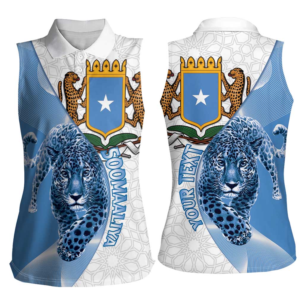 Somali Leopard Women Sleeveless Polo Shirt Coat Of Arms Islamic Pattern