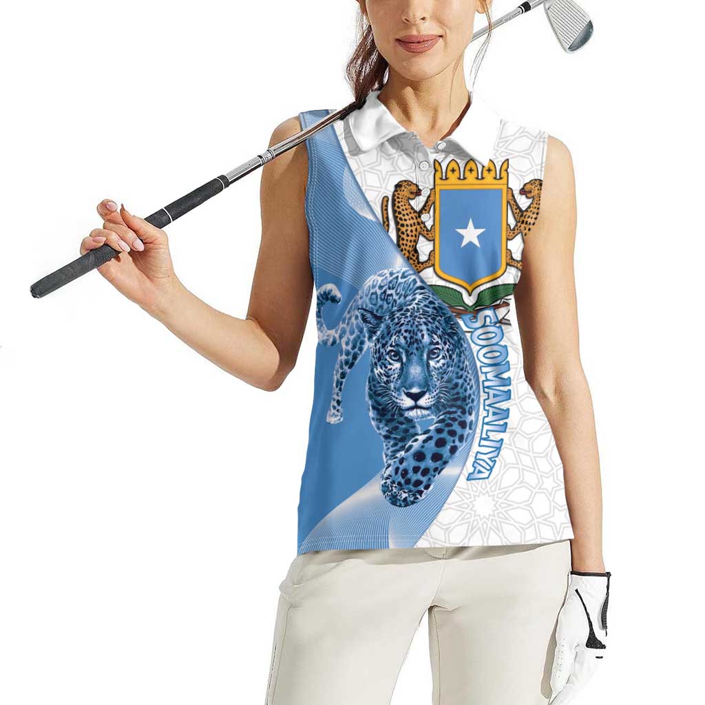 Somali Leopard Women Sleeveless Polo Shirt Coat Of Arms Islamic Pattern
