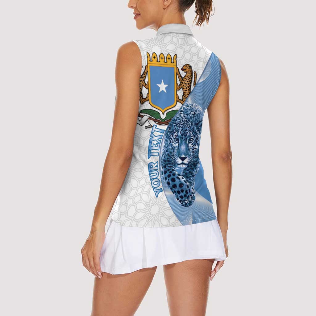 Somali Leopard Women Sleeveless Polo Shirt Coat Of Arms Islamic Pattern