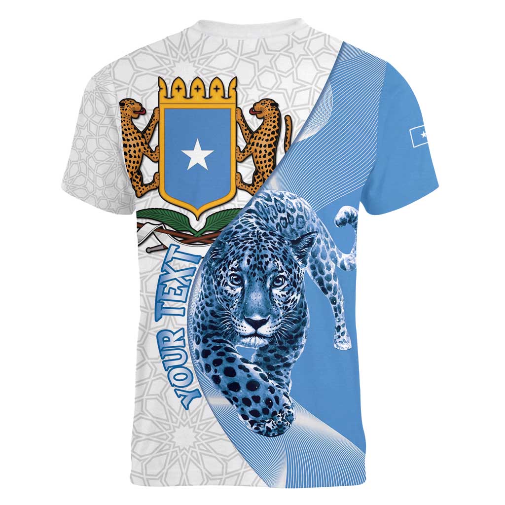Somali Leopard Women V-Neck T-Shirt Coat Of Arms Islamic Pattern
