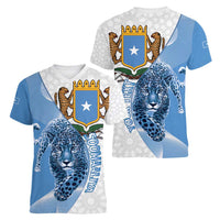 Somali Leopard Women V-Neck T-Shirt Coat Of Arms Islamic Pattern