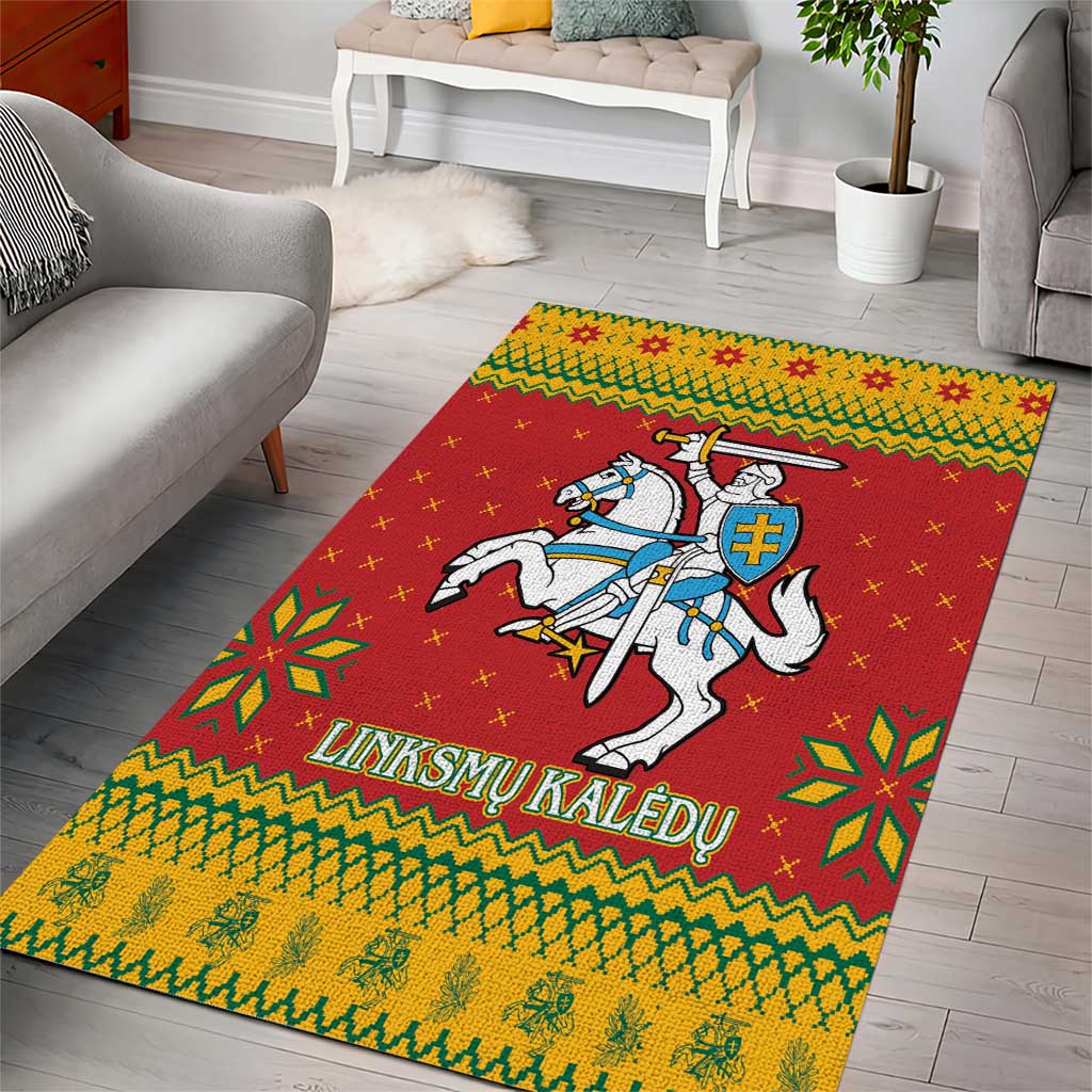 Lithuania Christmas Area Rug Coat Of Arms Linksmu Kaledu - Wonder Print Shop