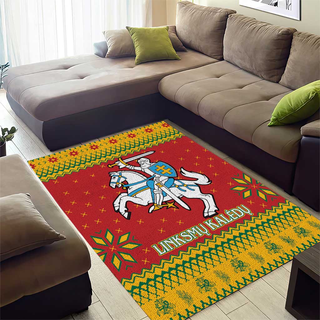 Lithuania Christmas Area Rug Coat Of Arms Linksmu Kaledu - Wonder Print Shop