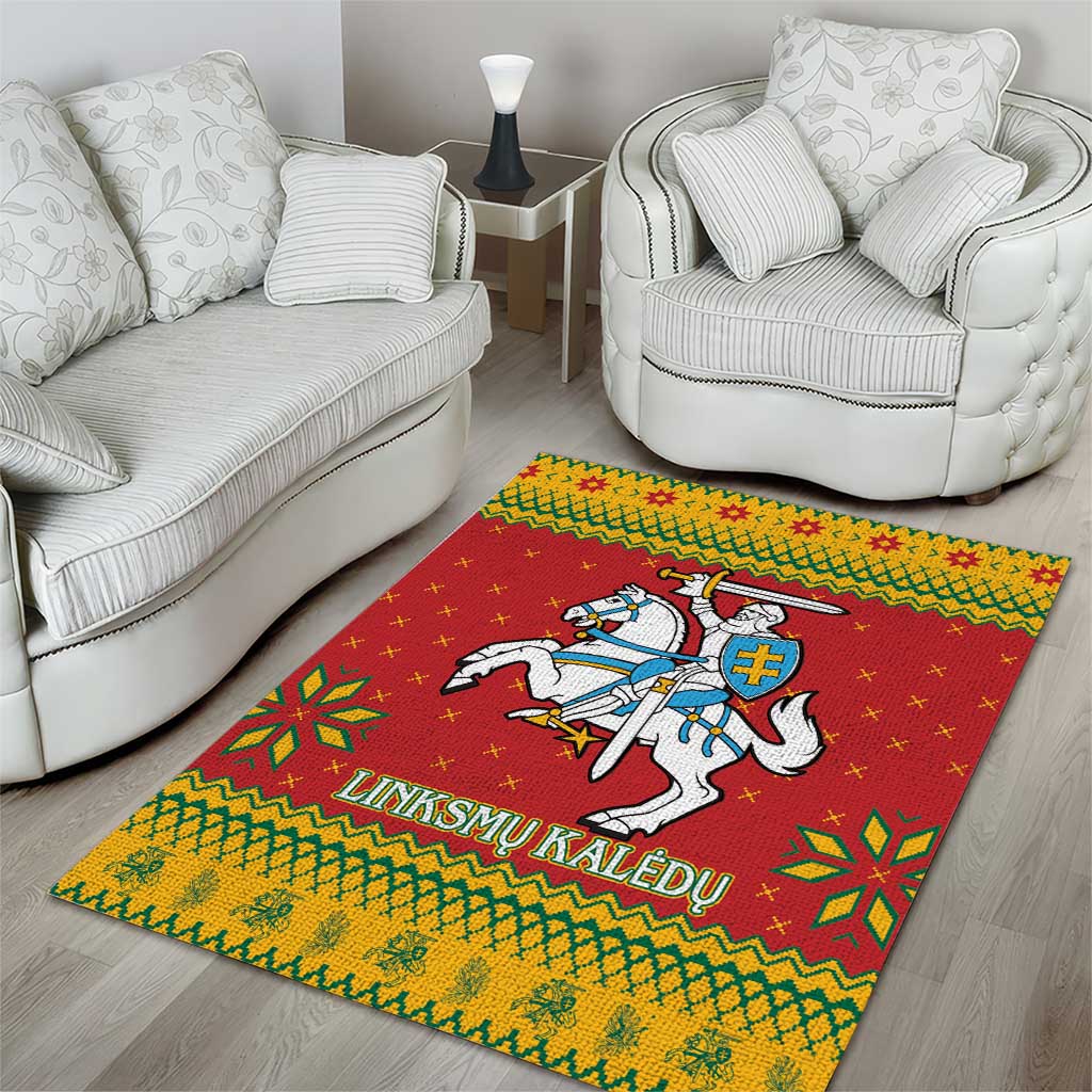 Lithuania Christmas Area Rug Coat Of Arms Linksmu Kaledu - Wonder Print Shop