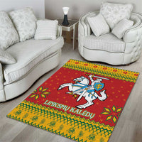 Lithuania Christmas Area Rug Coat Of Arms Linksmu Kaledu - Wonder Print Shop