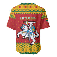 Lithuania Christmas Baseball Jersey Coat Of Arms Linksmu Kaledu - Wonder Print Shop