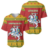 Lithuania Christmas Baseball Jersey Coat Of Arms Linksmu Kaledu - Wonder Print Shop
