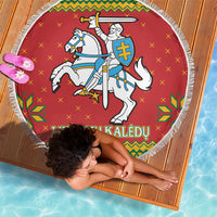 Lithuania Christmas Beach Blanket Coat Of Arms Linksmu Kaledu - Wonder Print Shop