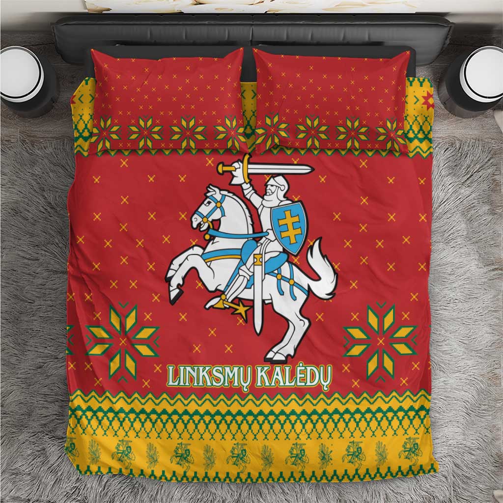 Lithuania Christmas Bedding Set Coat Of Arms Linksmu Kaledu - Wonder Print Shop