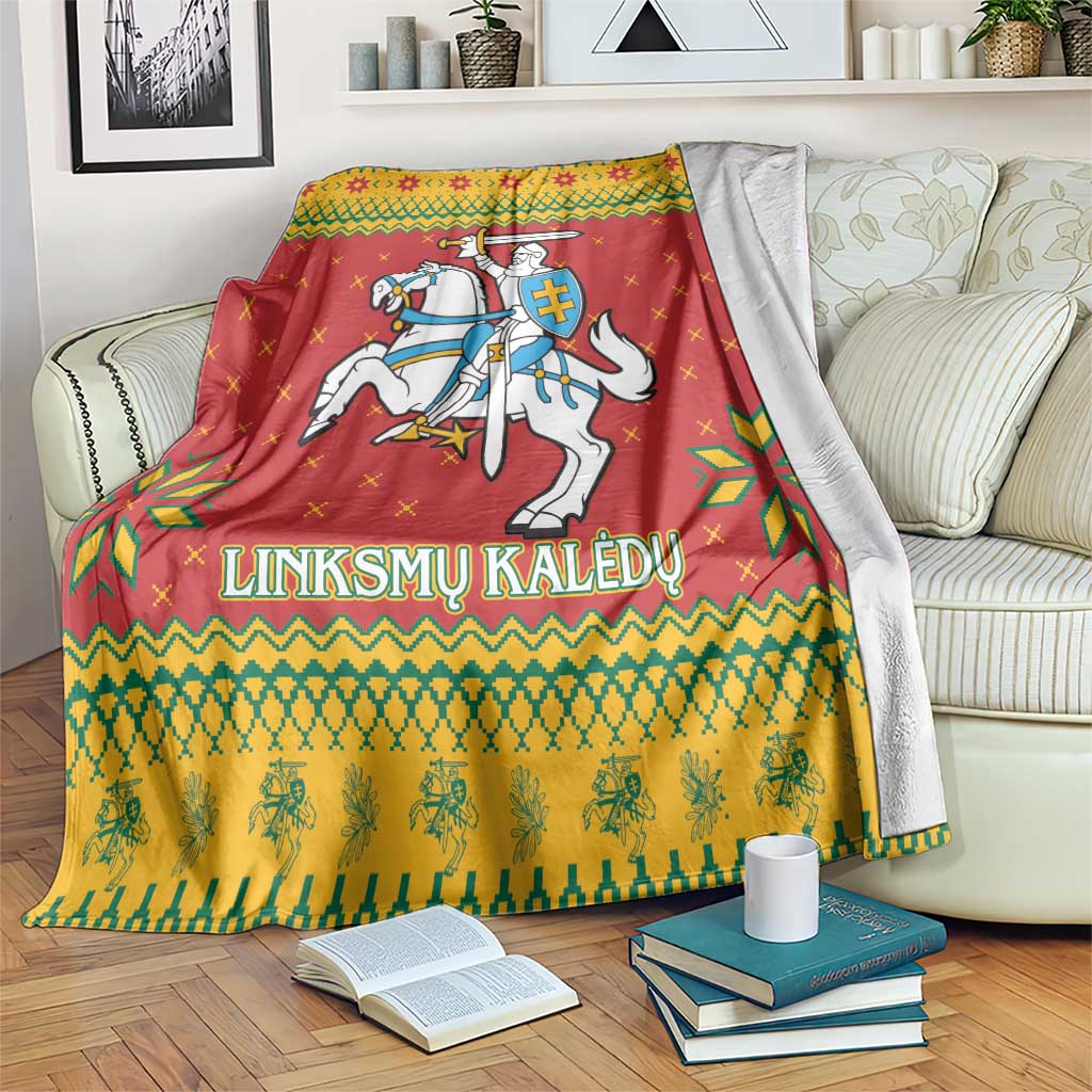 Lithuania Christmas Blanket Coat Of Arms Linksmu Kaledu