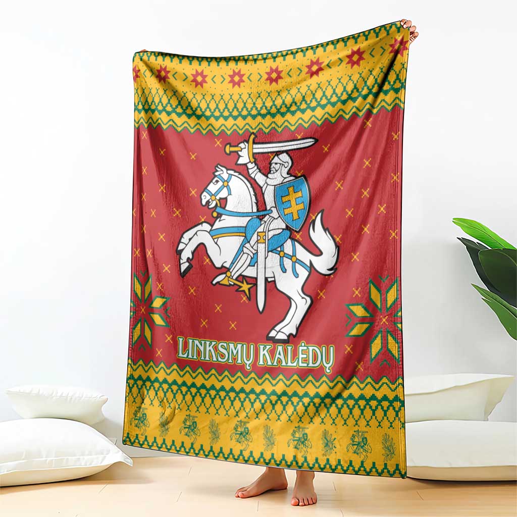 Lithuania Christmas Blanket Coat Of Arms Linksmu Kaledu