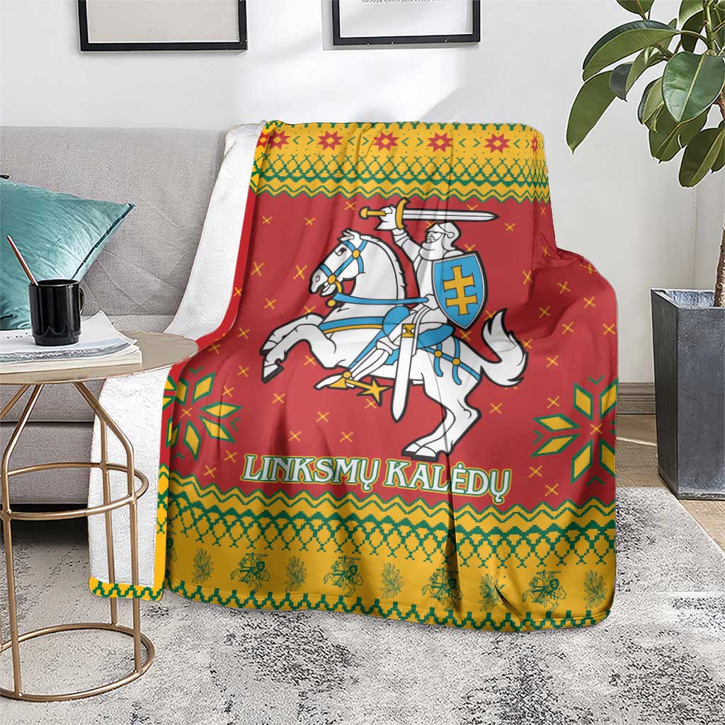 Lithuania Christmas Blanket Coat Of Arms Linksmu Kaledu