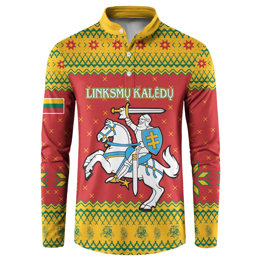 Lithuania Christmas Button Sweatshirt Coat Of Arms Linksmu Kaledu - Wonder Print Shop